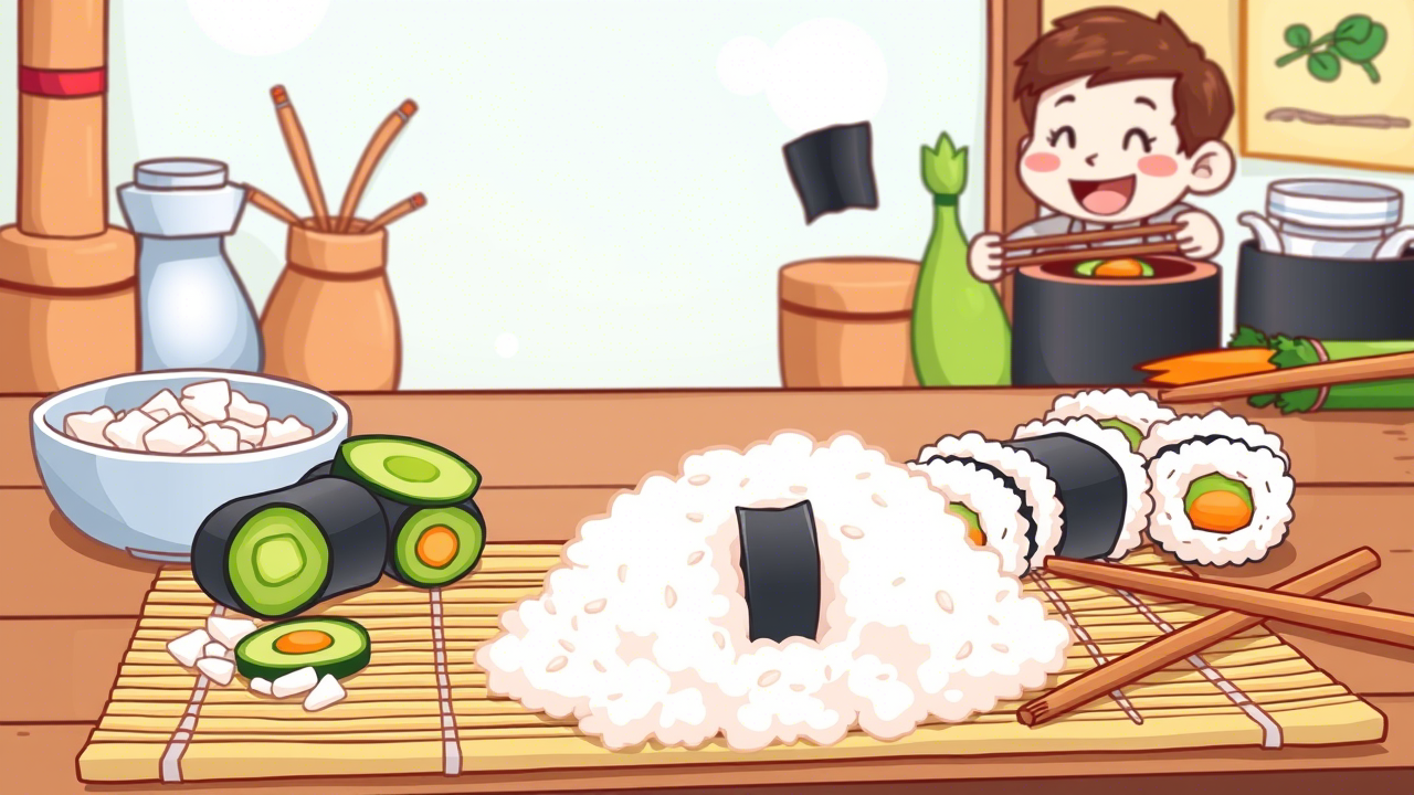 DIY Sushi Rolls with Veggies and Rice