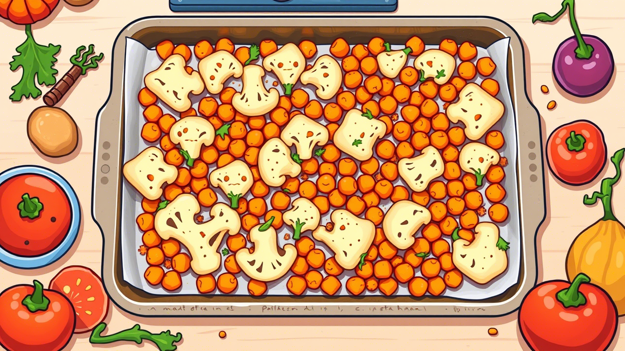 Indian Cauliflower and Chickpeas All on One Sheet